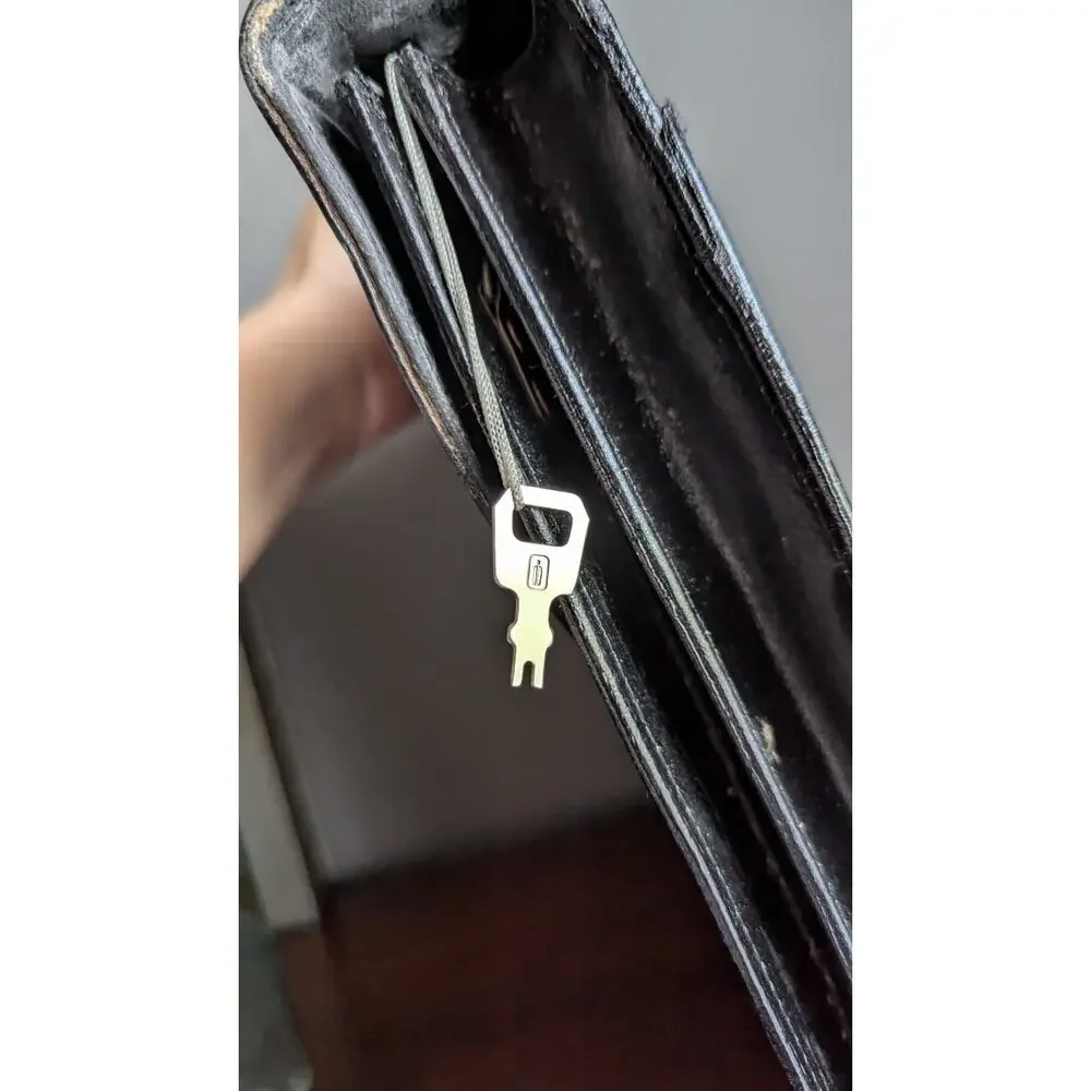 Amiet Swiss Leather Briefcase Portfolio Attache Bag Black Vtg Business